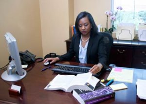 Stephanie Curette reading law book